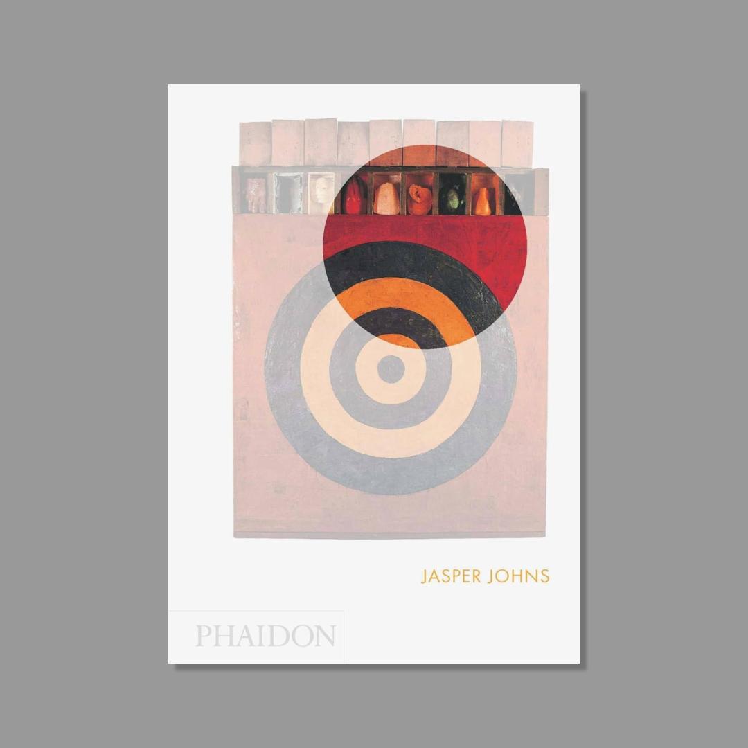 Book cover of 'Jasper Johns' by Phaidon with abstract design