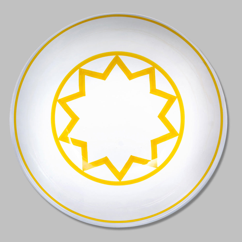 Glazed ceramic 12" Sol LeWitt star serving bowl in yellow