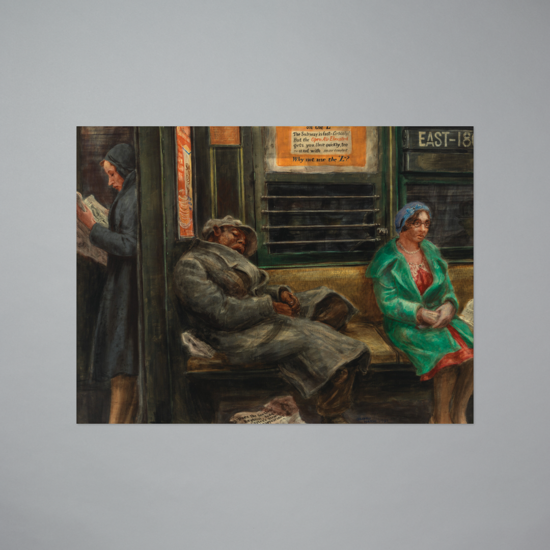 Postcard featuring Why Not Use the "L"? by Reginald Marsh