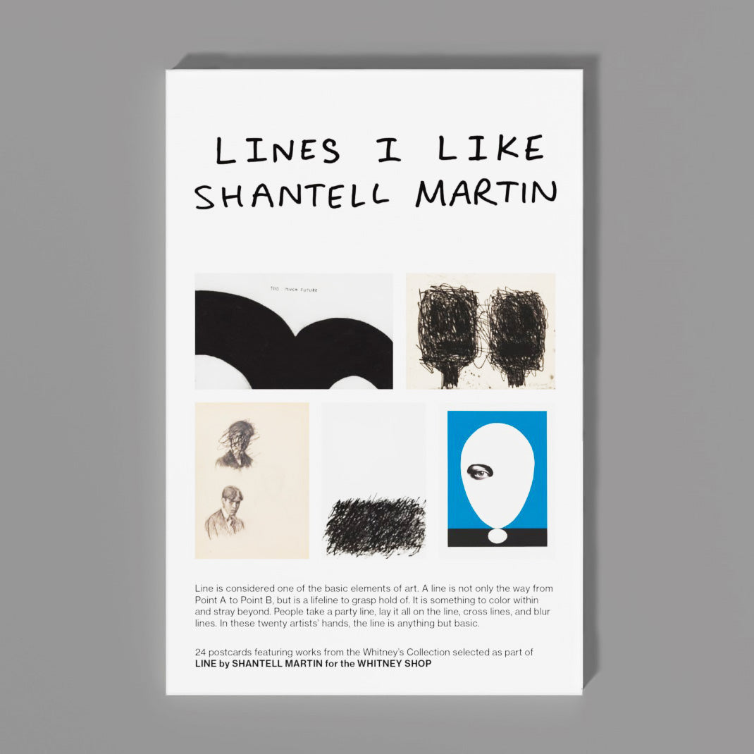 Postcard Book cover titled 'Lines I Like' by Shantell Martin on a gray background