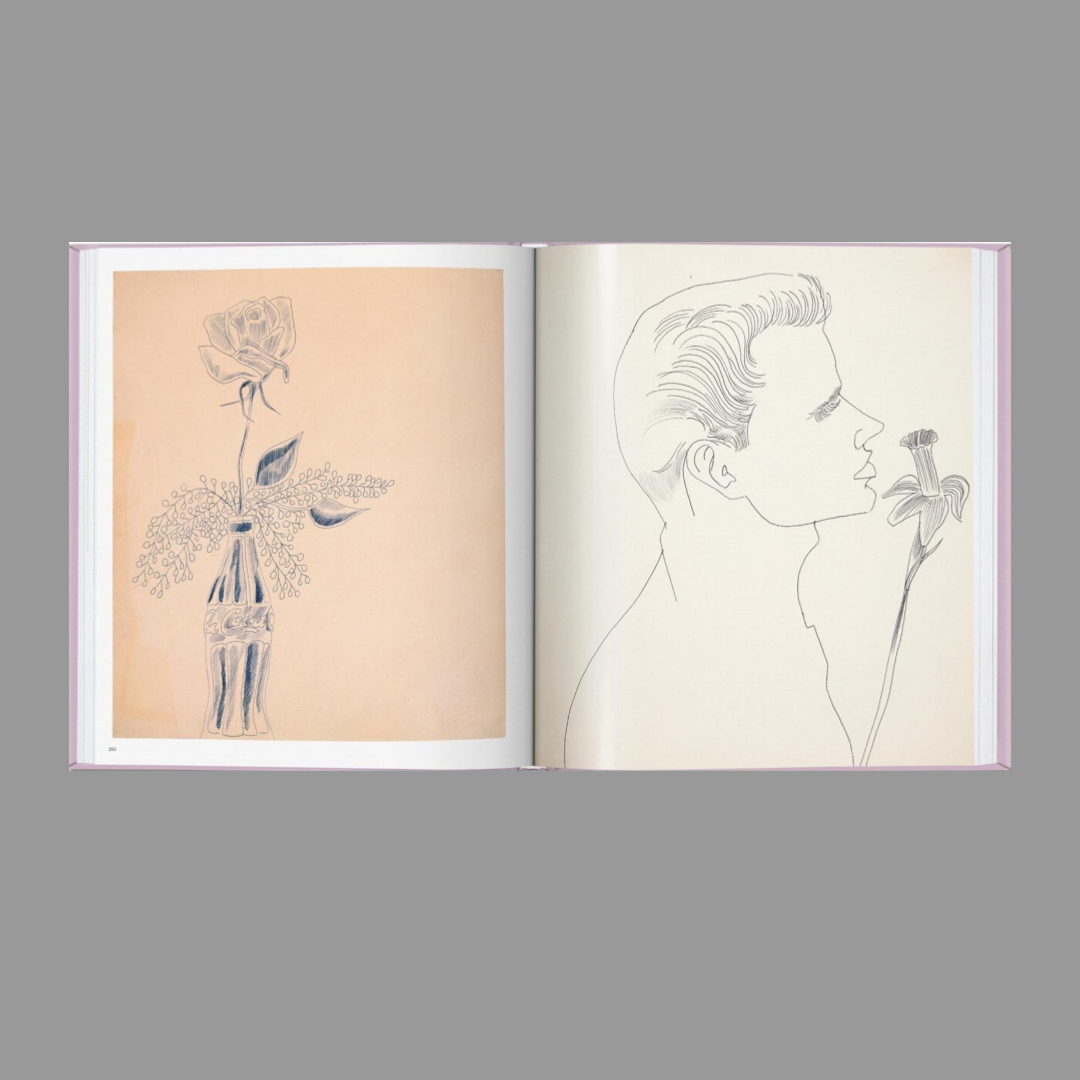 Inner spread of Andy Warhol. Love, Sex, and Desire. Drawings 1950-1962