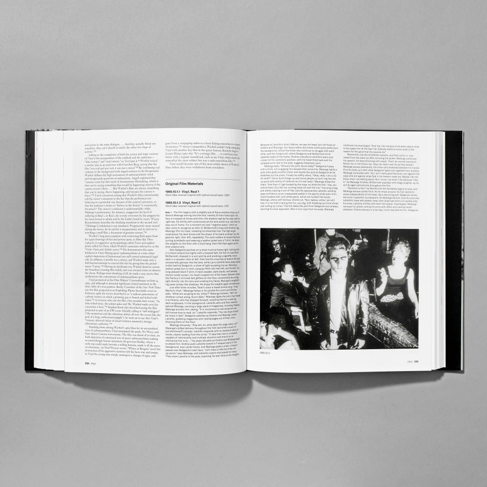 Inside spread of the The Films of Andy Warhol Catalogue Raisonne, 1963-1965 book