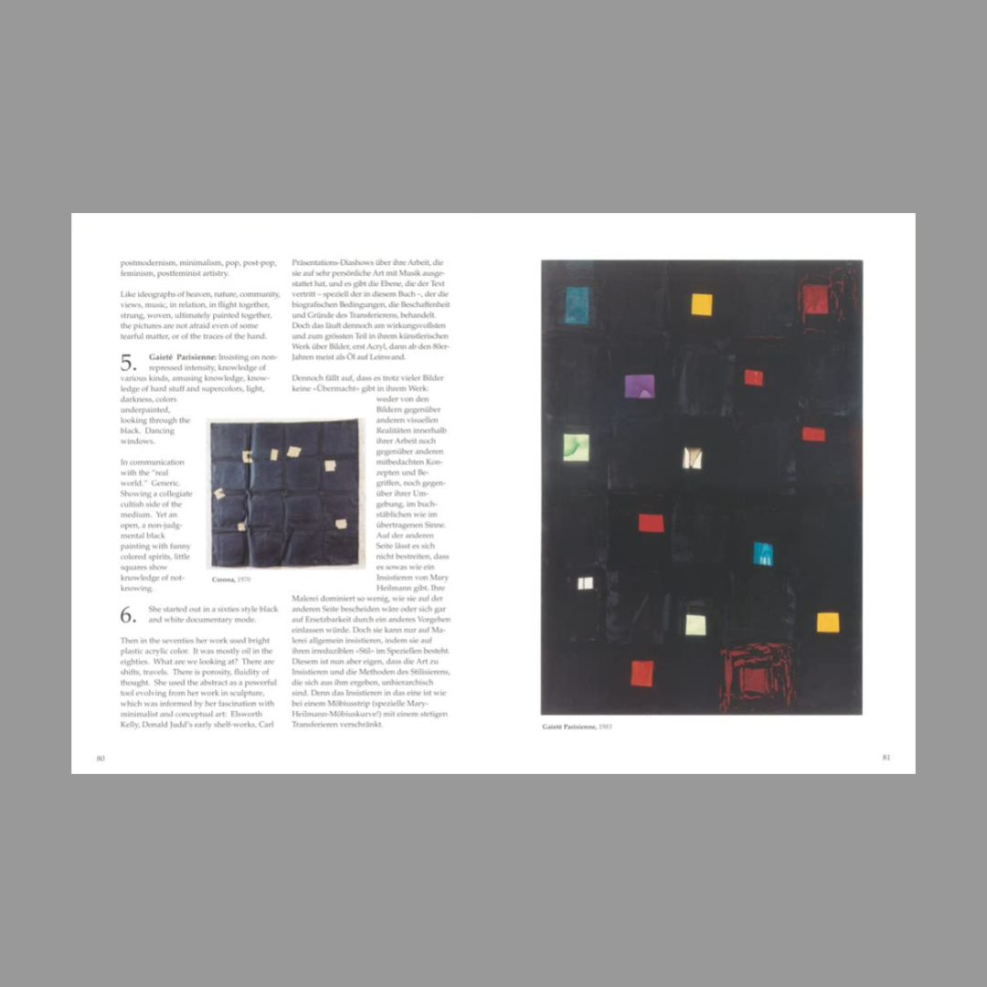 Inner spread of Mary Heilmann: The All Night Movie