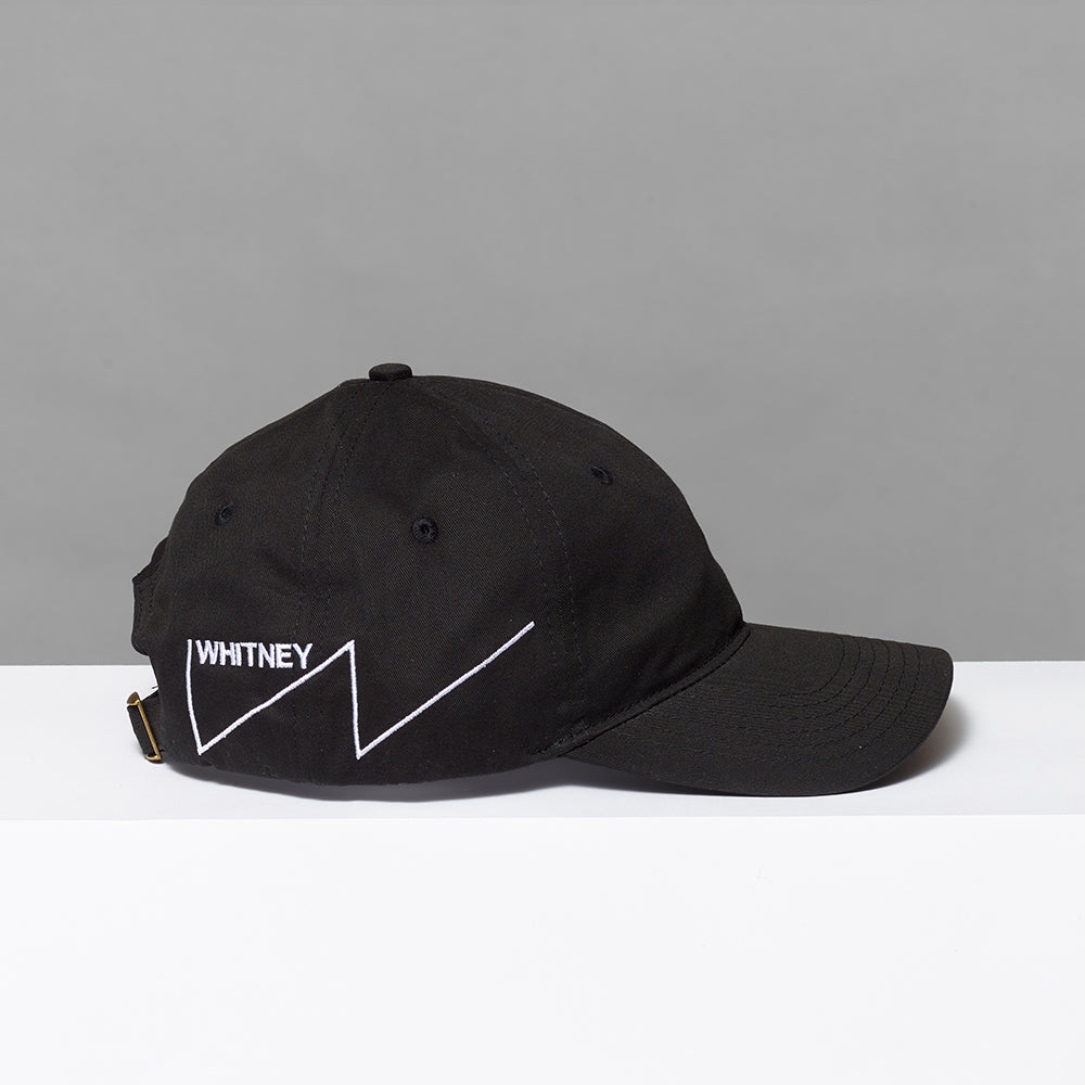 100% cotton black cap with white Whitney logo on right side