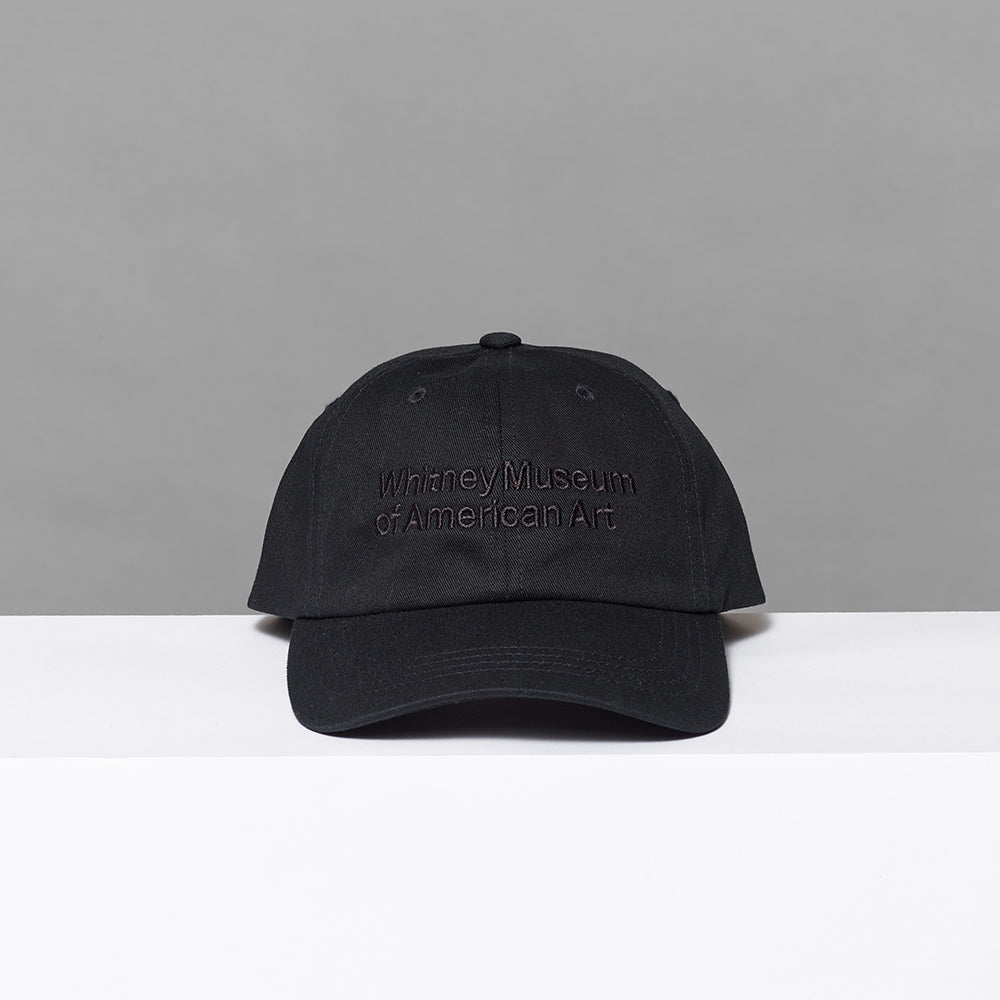100% cotton Whitney Museum of American Art black cap with black stitching