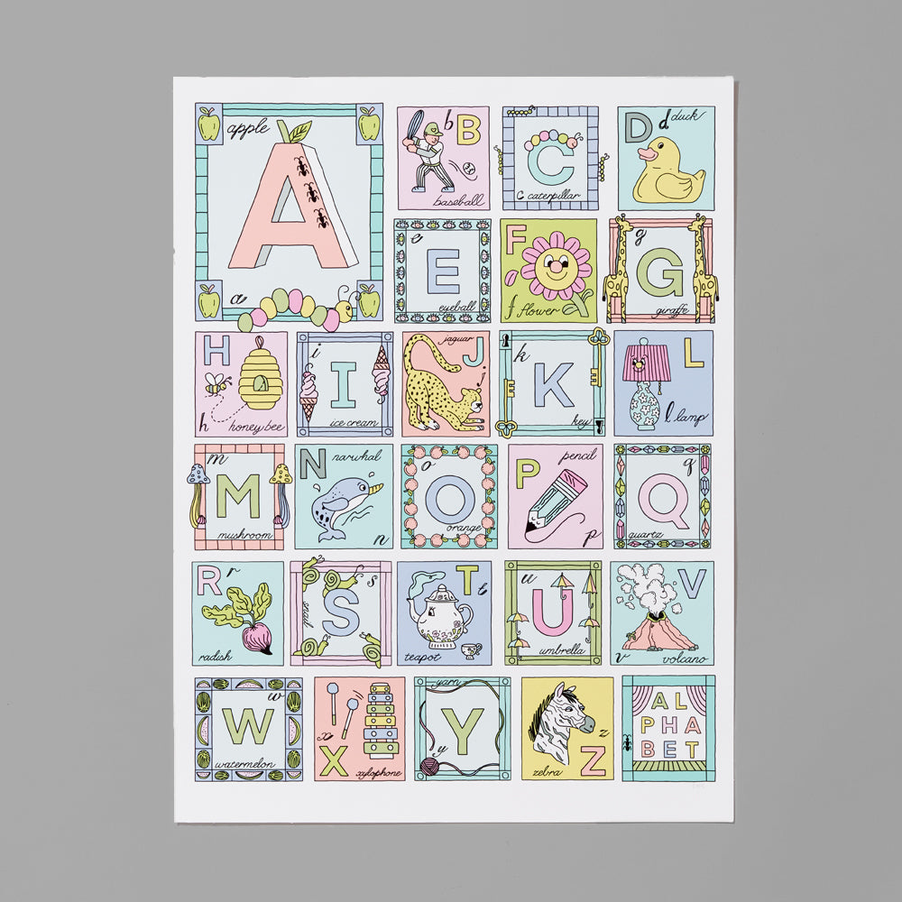 Alphabet art print. Measures 12" x 16".