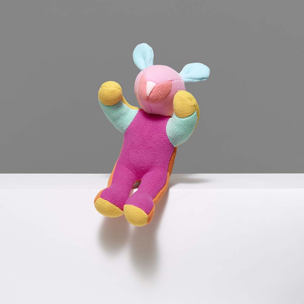 100% polyester no-pill fleece & stuffed with 100% poly-fill bear.