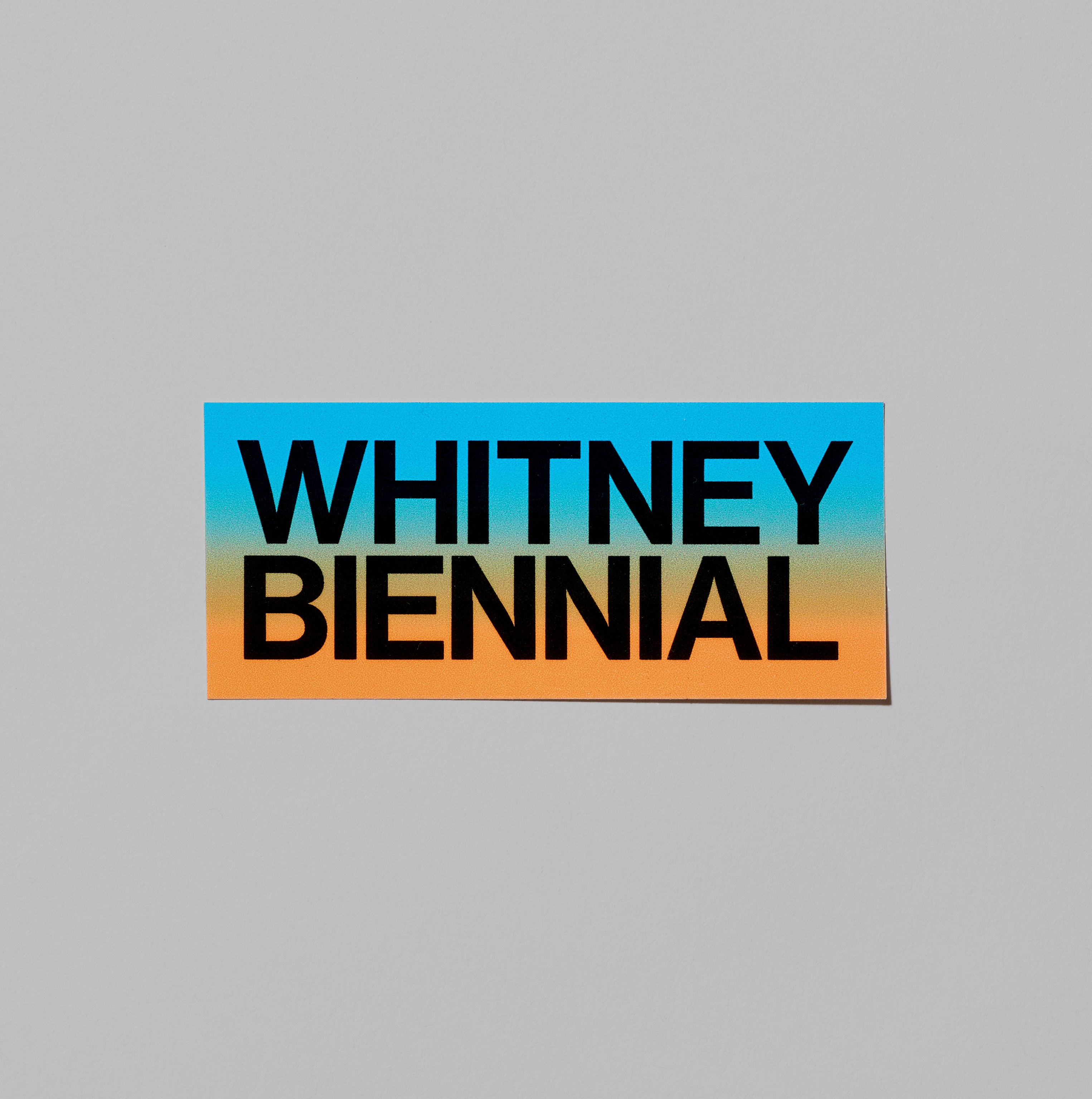 Blue and orange Whitney Biennial sticker
