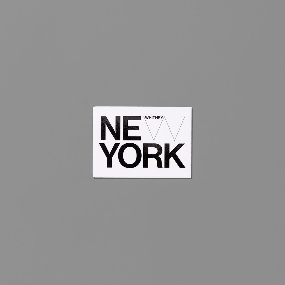 White magnet with flexi-ceramic magnetic back featuring New York and the Whitney logo in black text. Measures 2.5" x 3.5"