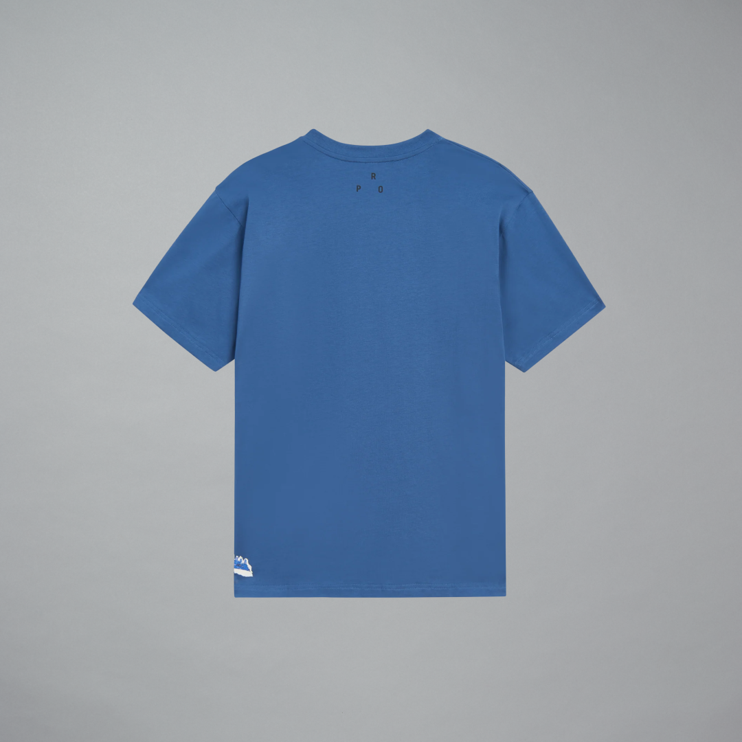 Blue t-shirt on a gray background