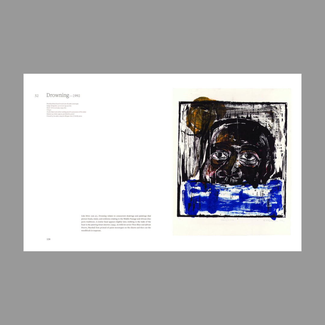 Inner spread of Kerry James Marshall: The Complete Prints: 1976-2022