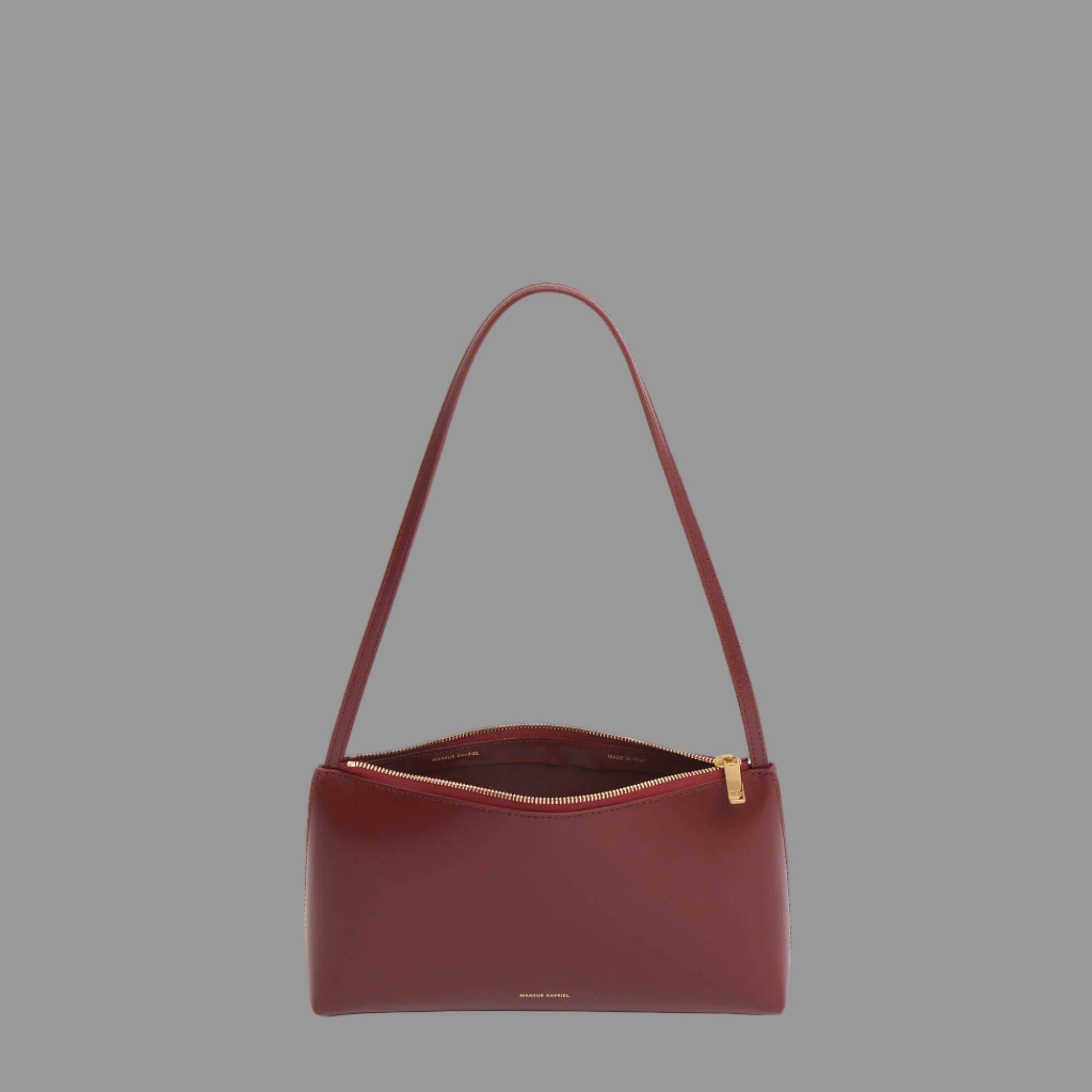 Claret shoulder bag on a light gray background