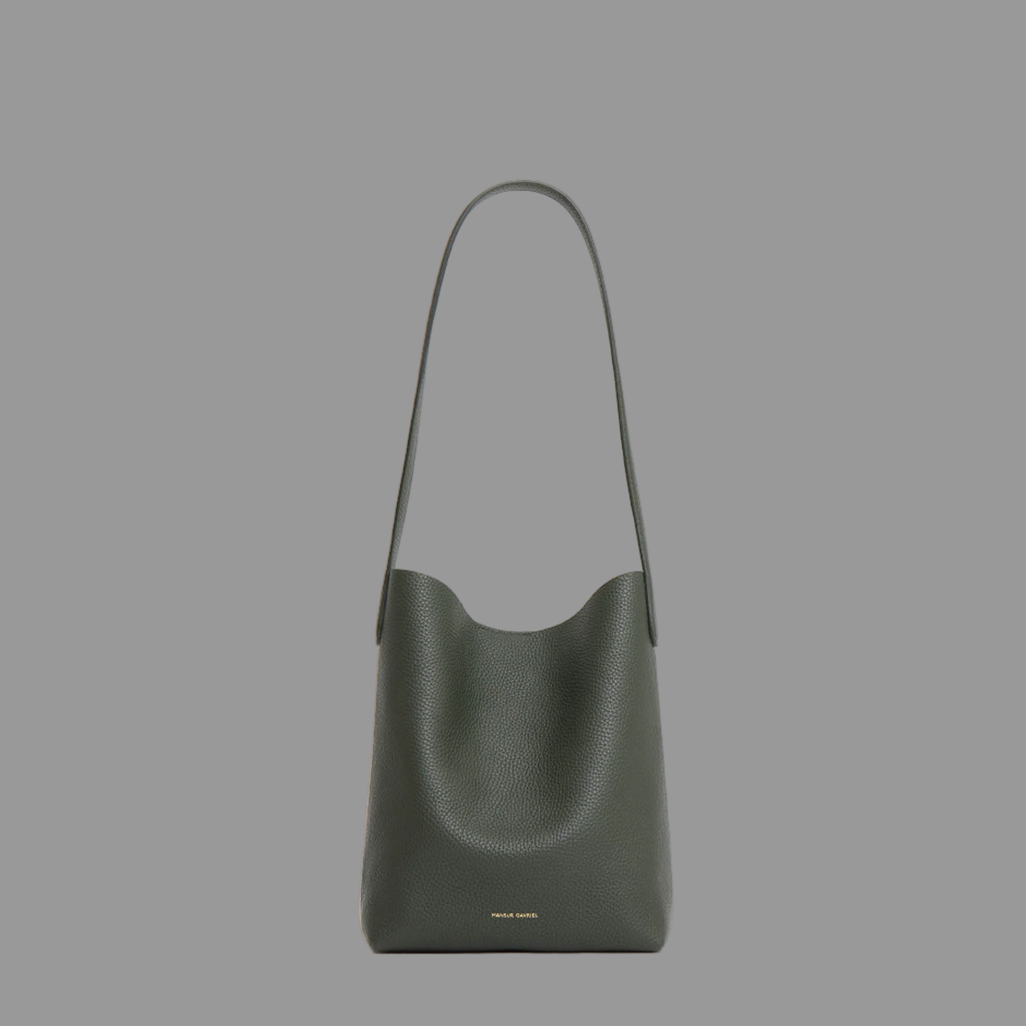Seaweed leather handbag on a light gray background