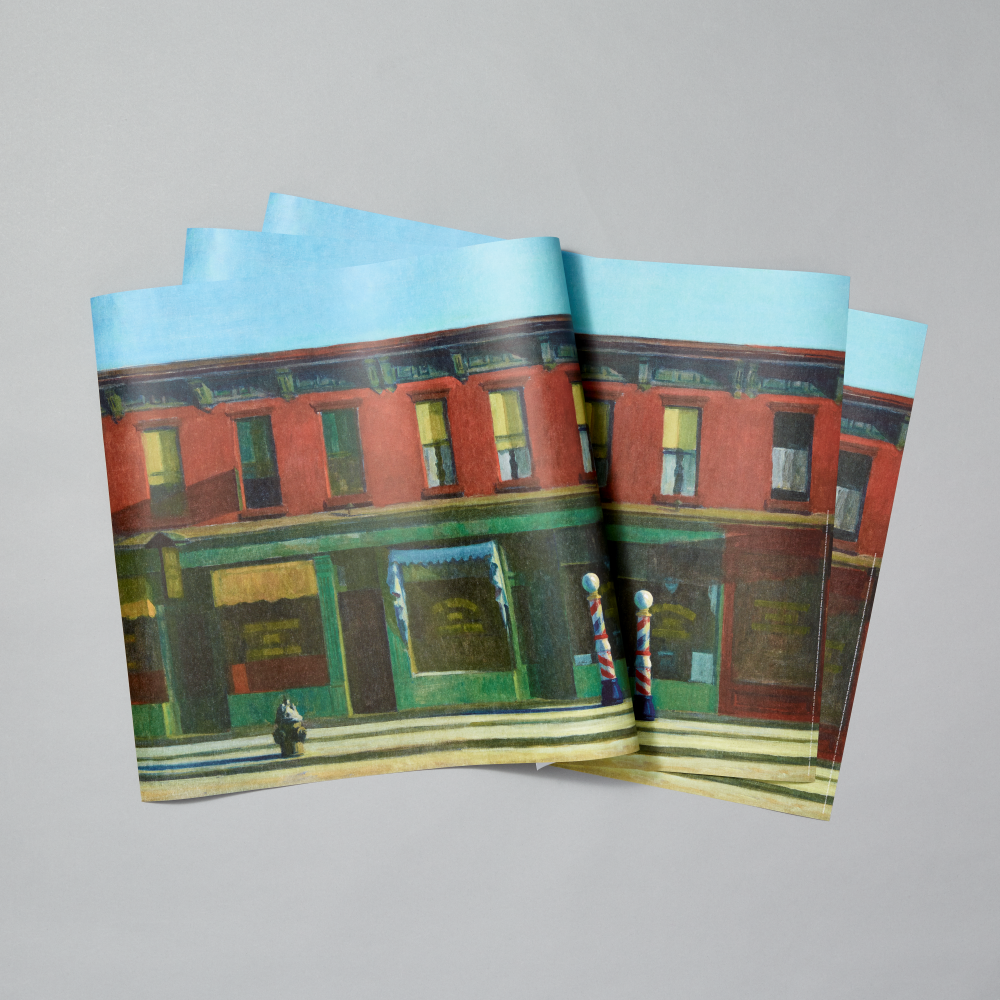 Set of three sheets of wrapping paper featuring Edward Hopper's Early Sunday Morning
