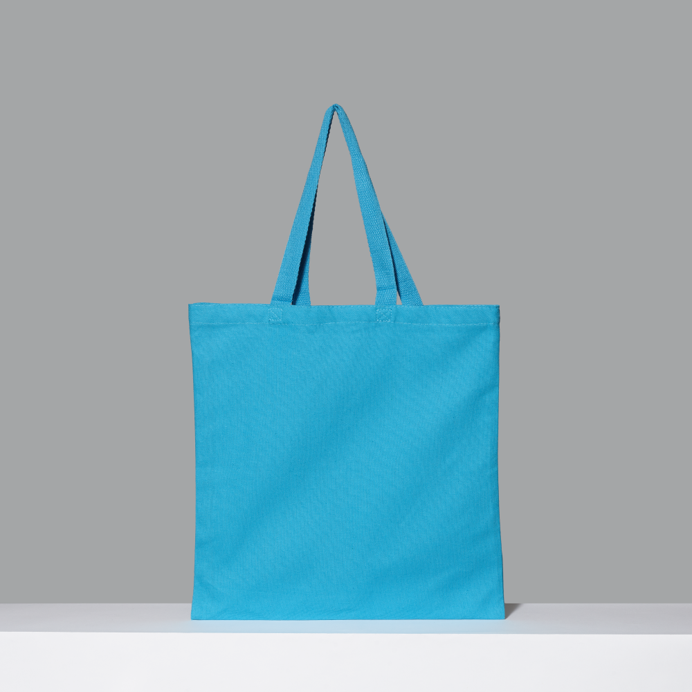 Blue tote bag on a gray background