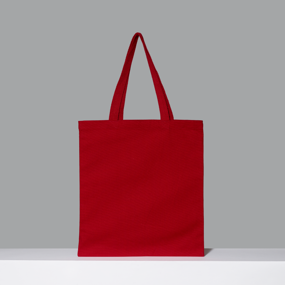 Red tote bag on a gray background