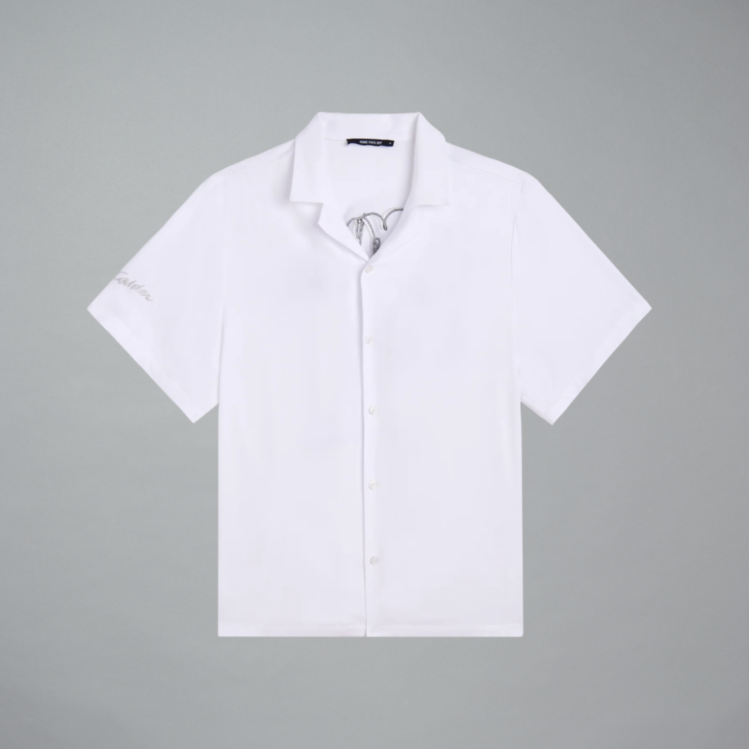 White short-sleeve shirt on a gray background