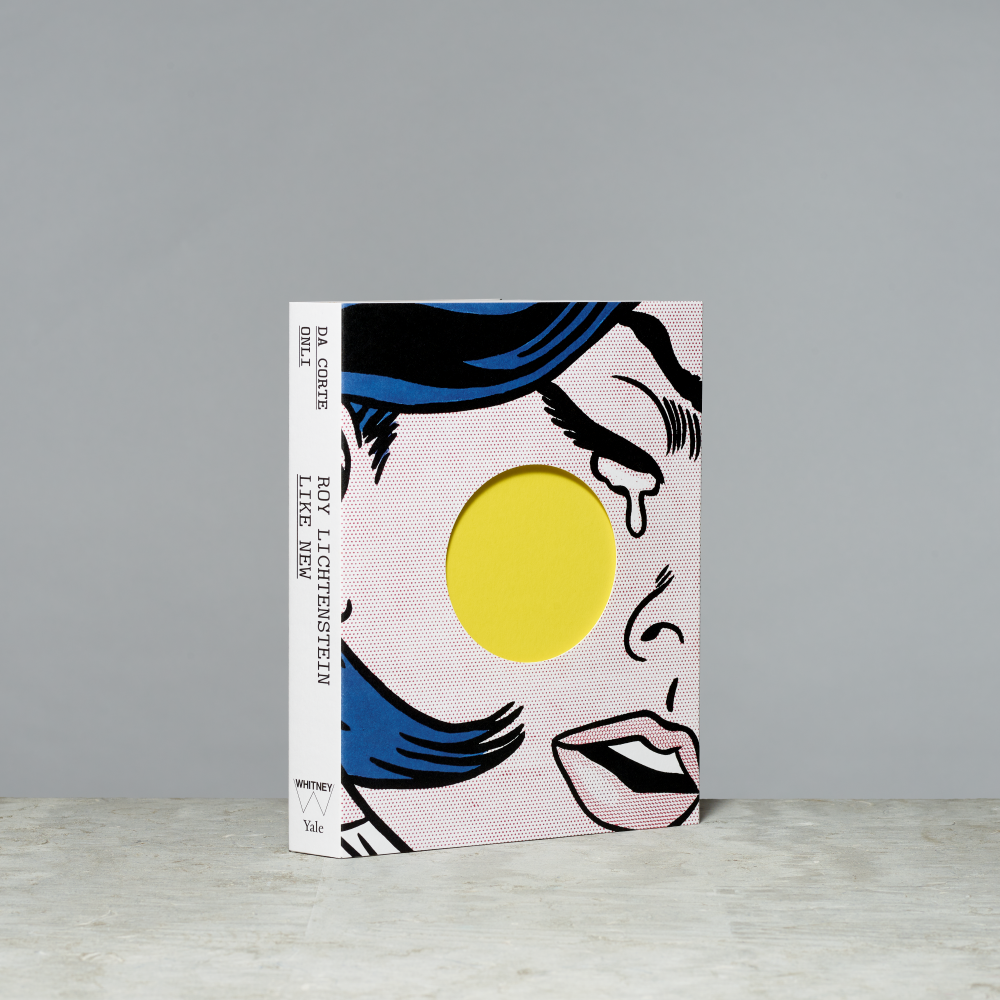 Book cover of Roy Lichtenstein: Like New featuring Drowning Girl by Roy Lichtenstein on a gray background