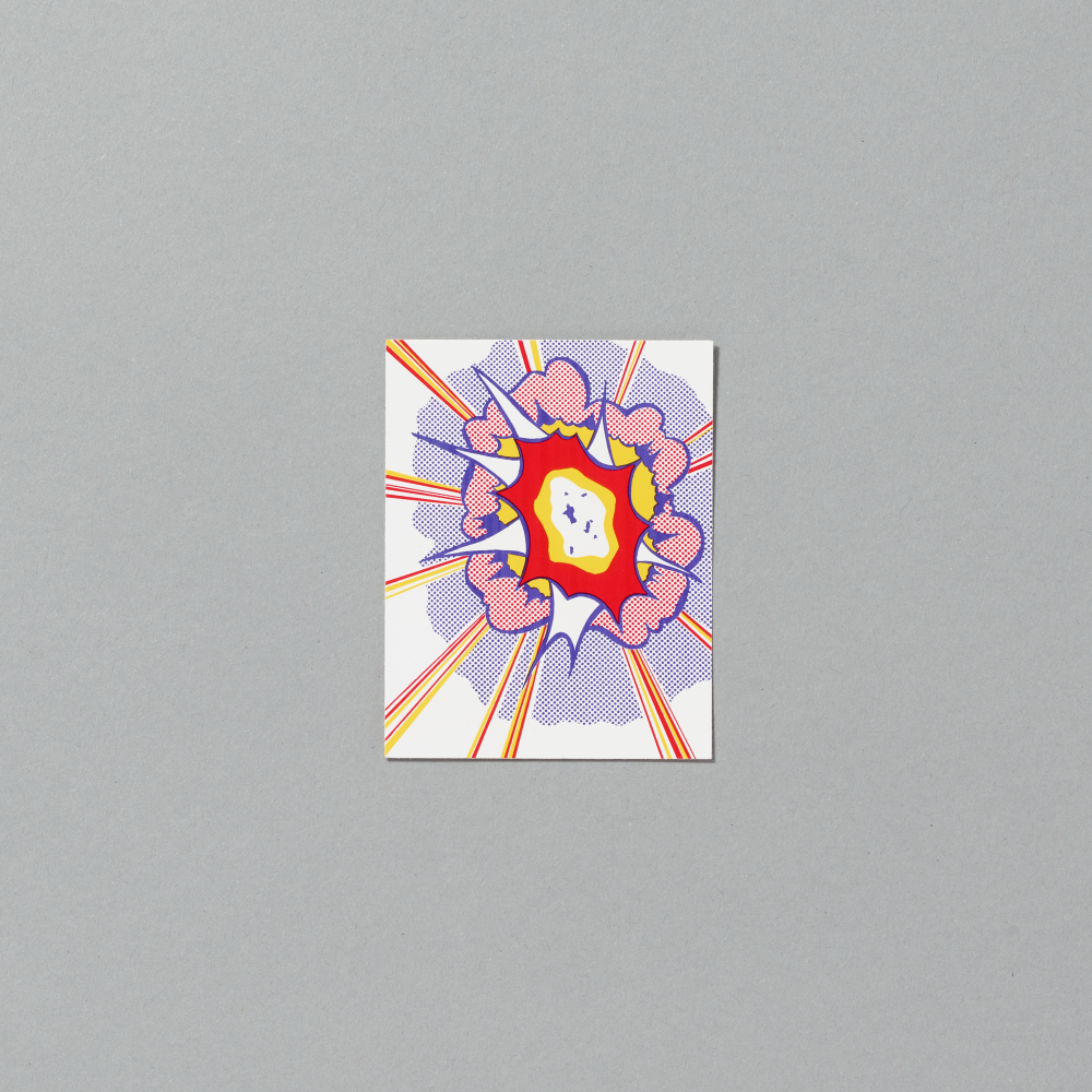 Vinyl sticker featuring Roy Lichtenstein's Explosion against a gray background