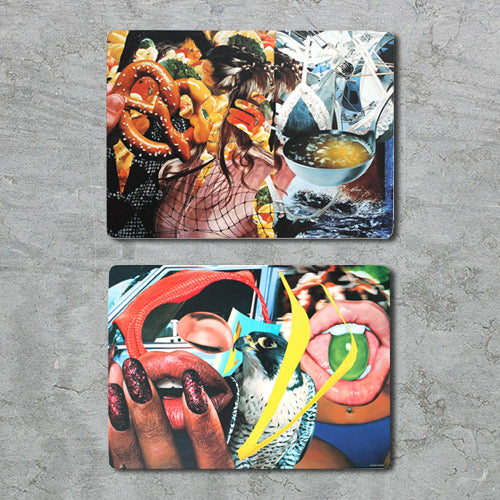 Set of corkboards measuring 40 x 29 cm, featuring Jeff Koons' Auto and Couple works