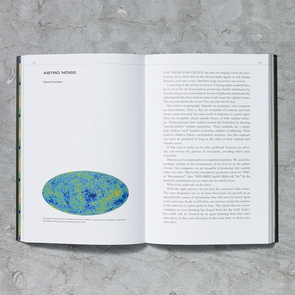 Inner spread of the Astro Noise: A Survival Guide for Living Under Total Surveillance exhibition catalogue