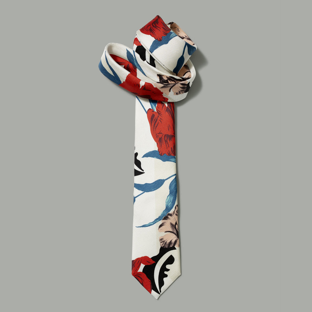 100% silk floral tie featuring a design by designer Thakoon Panichgul, originally created for Michelle Obama's dress.