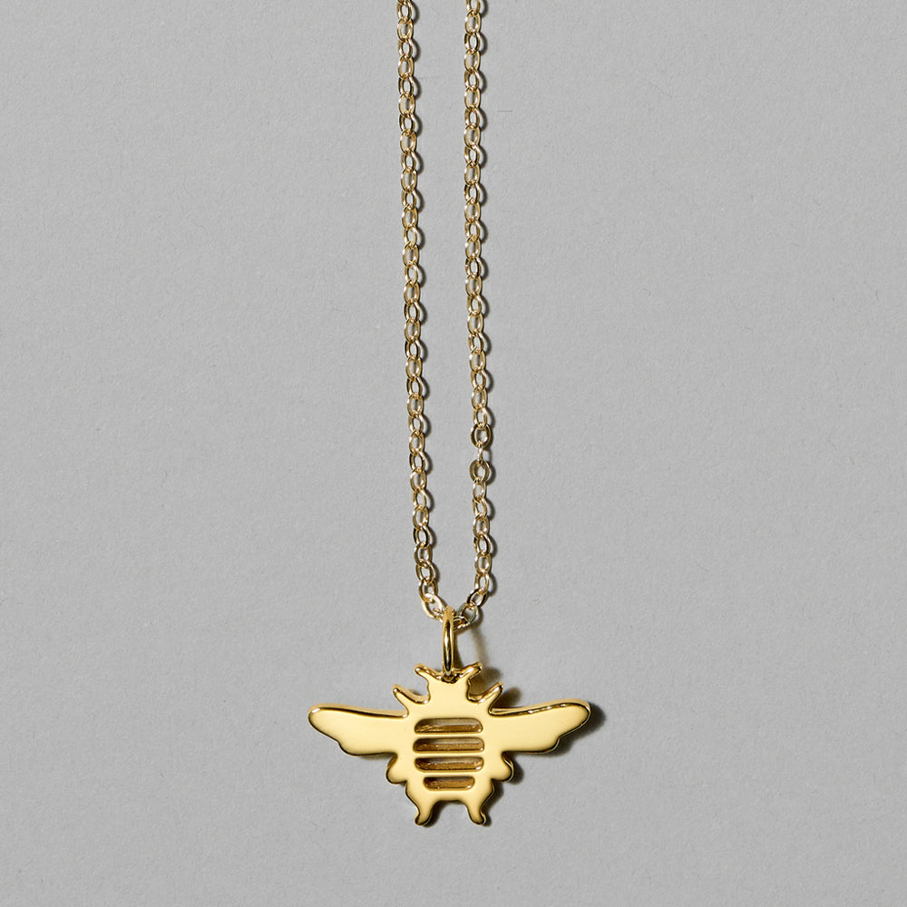 18K gold vermeil bee necklace by Michele Benjamin. Measures 1 3/8"x 1 ¾"x 5/8".
