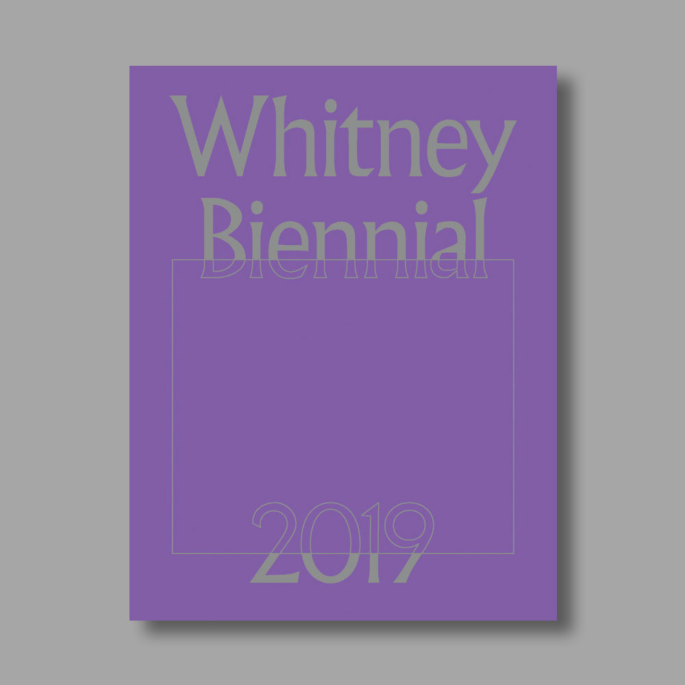 Purple front cover of the Whitney Biennial 2019 exhibition catalogue