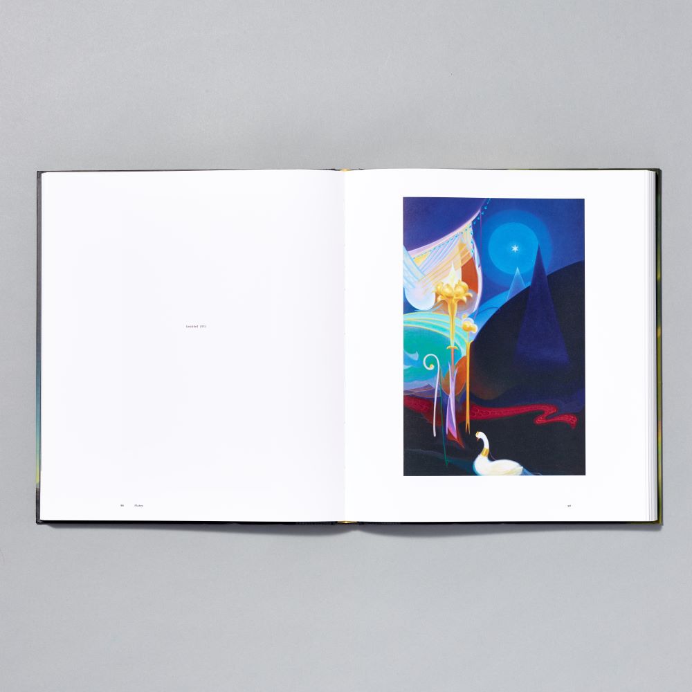 Inner spread of the Agnes Pelton: Desert Transcendentalist exhibition catalogue