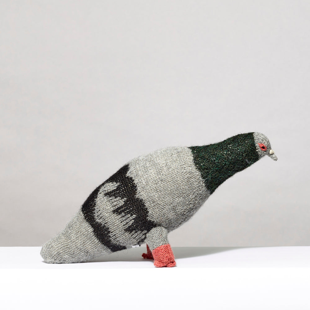 100% Alpaca Wool stuffed pigeon.  Measures 13" x 5.5"