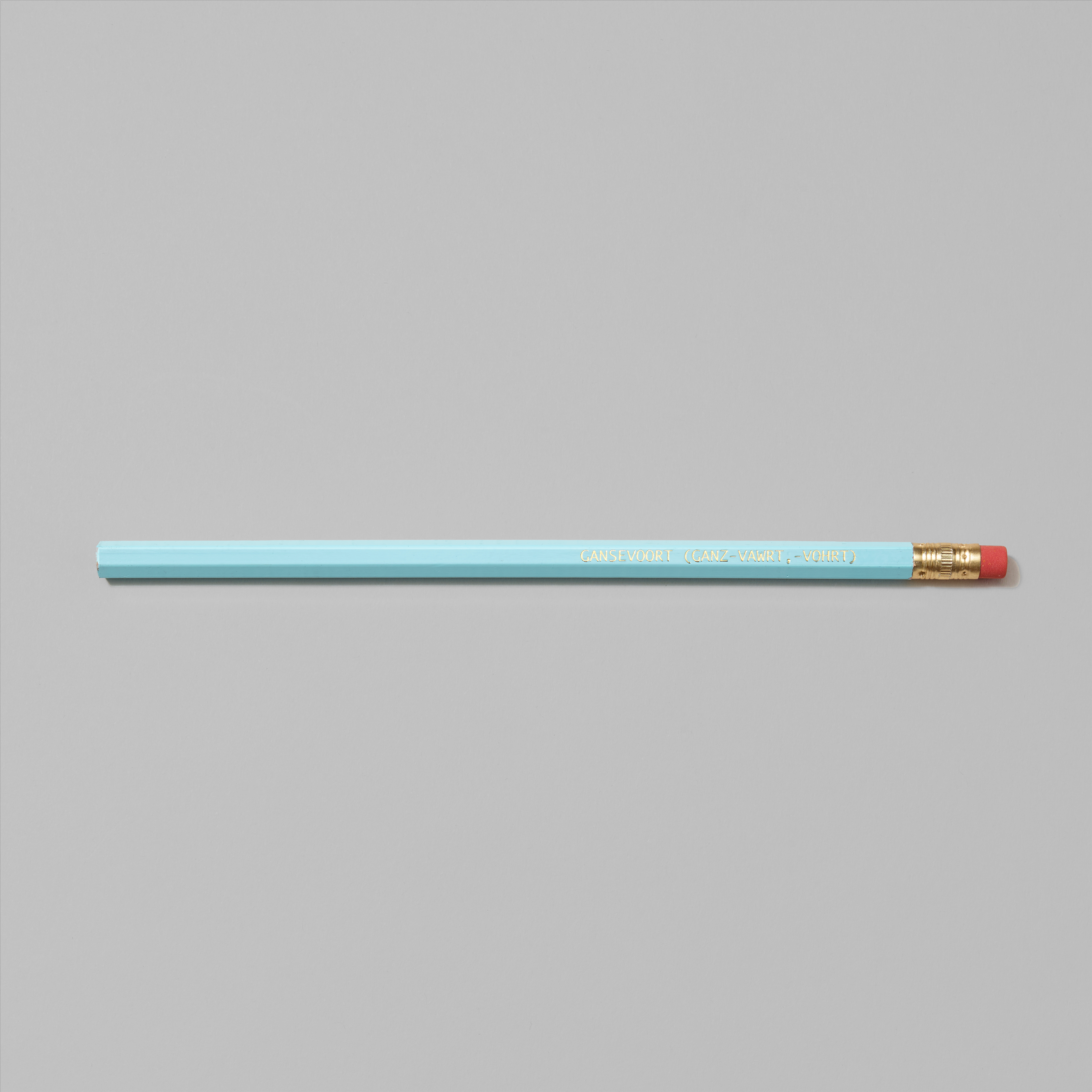 Sky blue pencil with Gansevoort in gold foil text