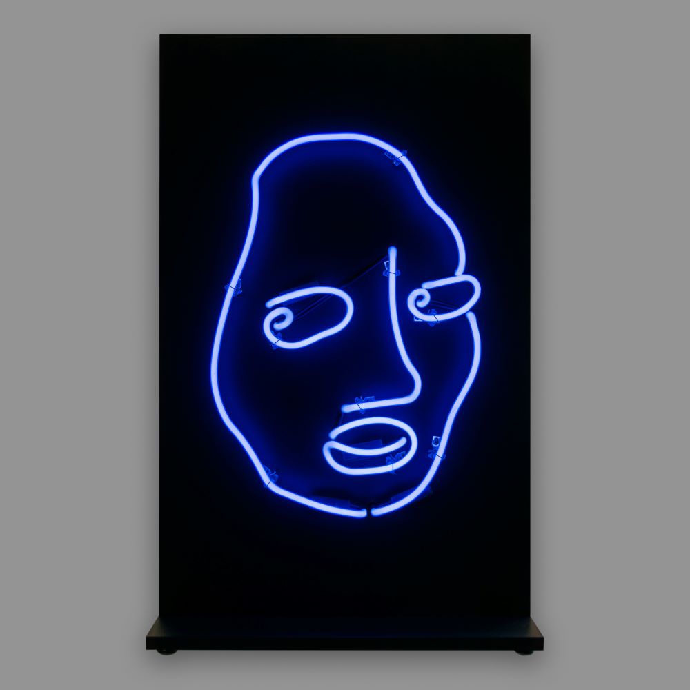 10mm lite blue neon edition of Shantell Martin's DRINK WELL in black. Measures 14" W x 20" H.