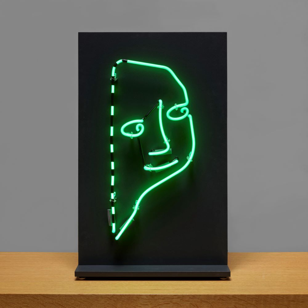 10mm lite green neon edition of Shantell Martin's GROW WELL in black on tabletop. Measures 11" W x 24" H.