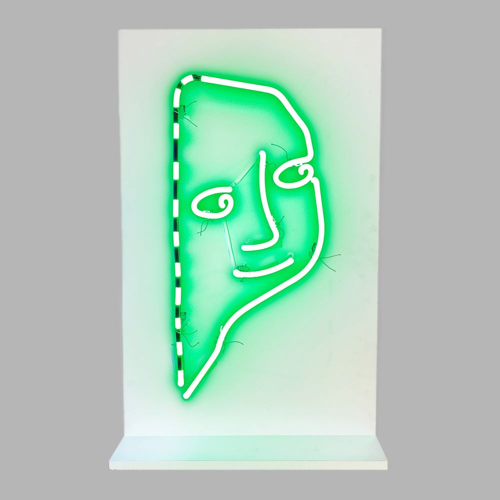 10mm lite green neon edition of Shantell Martin's GROW WELL in white. Measures 11" W x 24" H. 