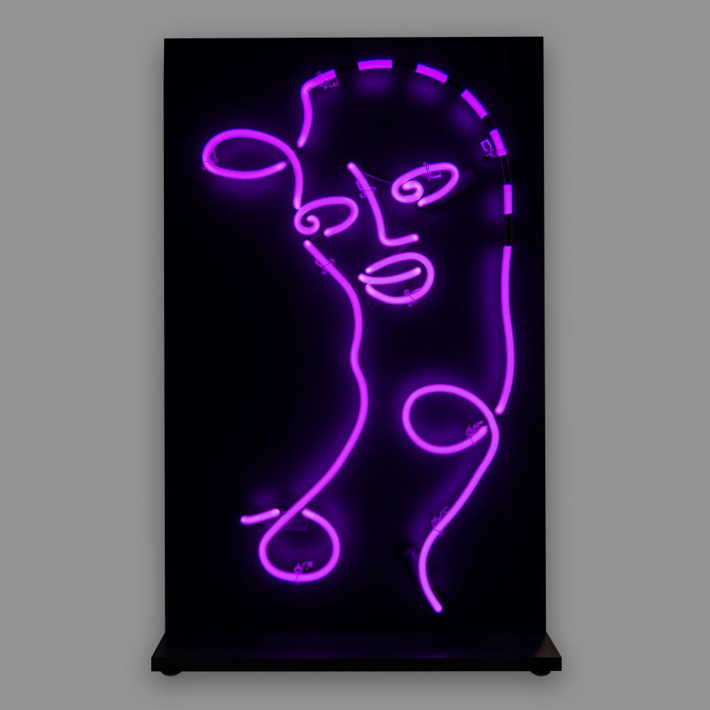 10mm lite purple neon edition of Shantell Martin's THINK WELL in black. Measures 16" W x 28" H.