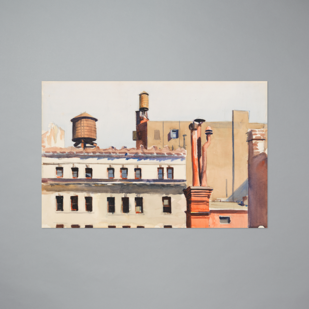 Postcard featuring Rooftops by Edward Hopper