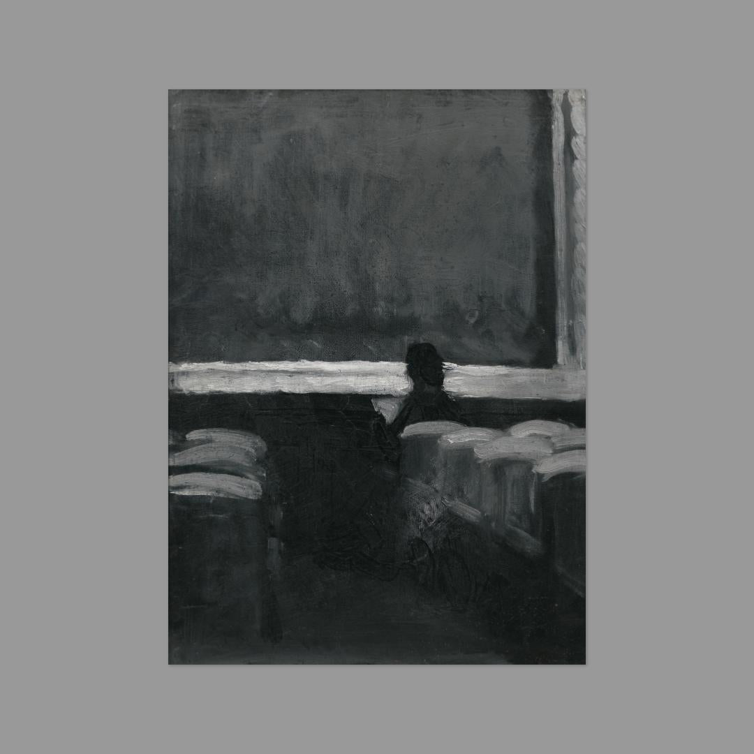 Postcard featuring Edward Hopper's 'Solitary Figure in a Theater' artwork