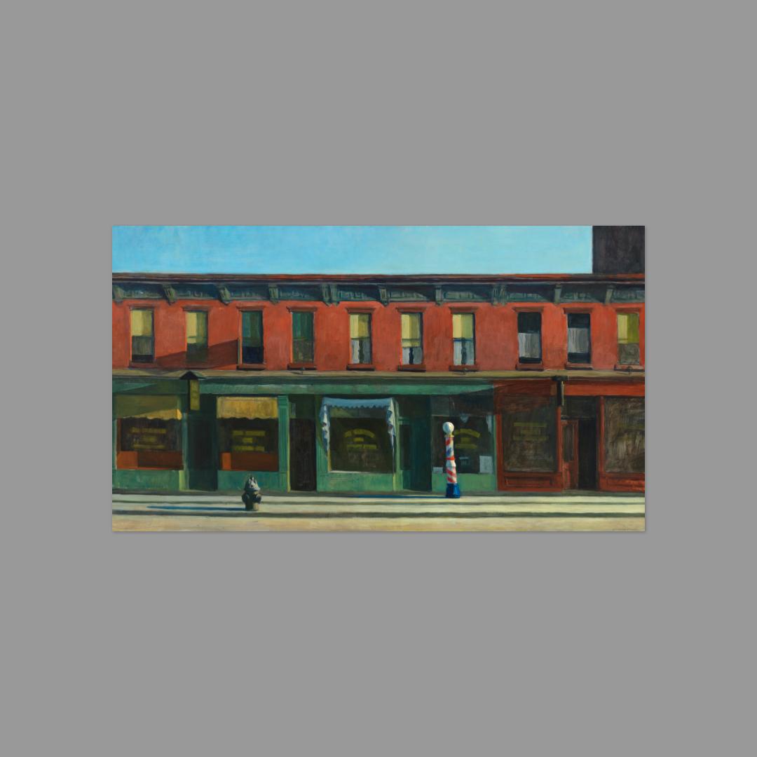 Postcard featuring Edward Hopper's 'Early Sunday Morning'