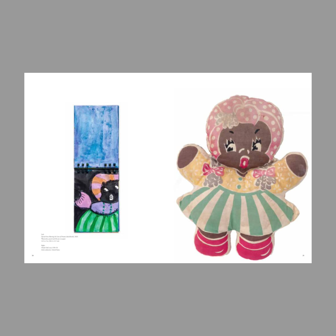 Inner spread of Betye Saar: Black Doll Blues