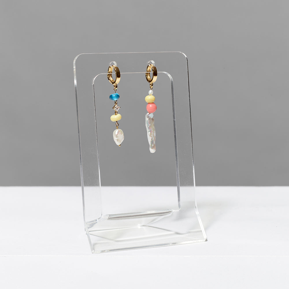 Gone Girl 06 Earrings made from lamp work glass beads, freshwater pearls, cubic zirconia.
