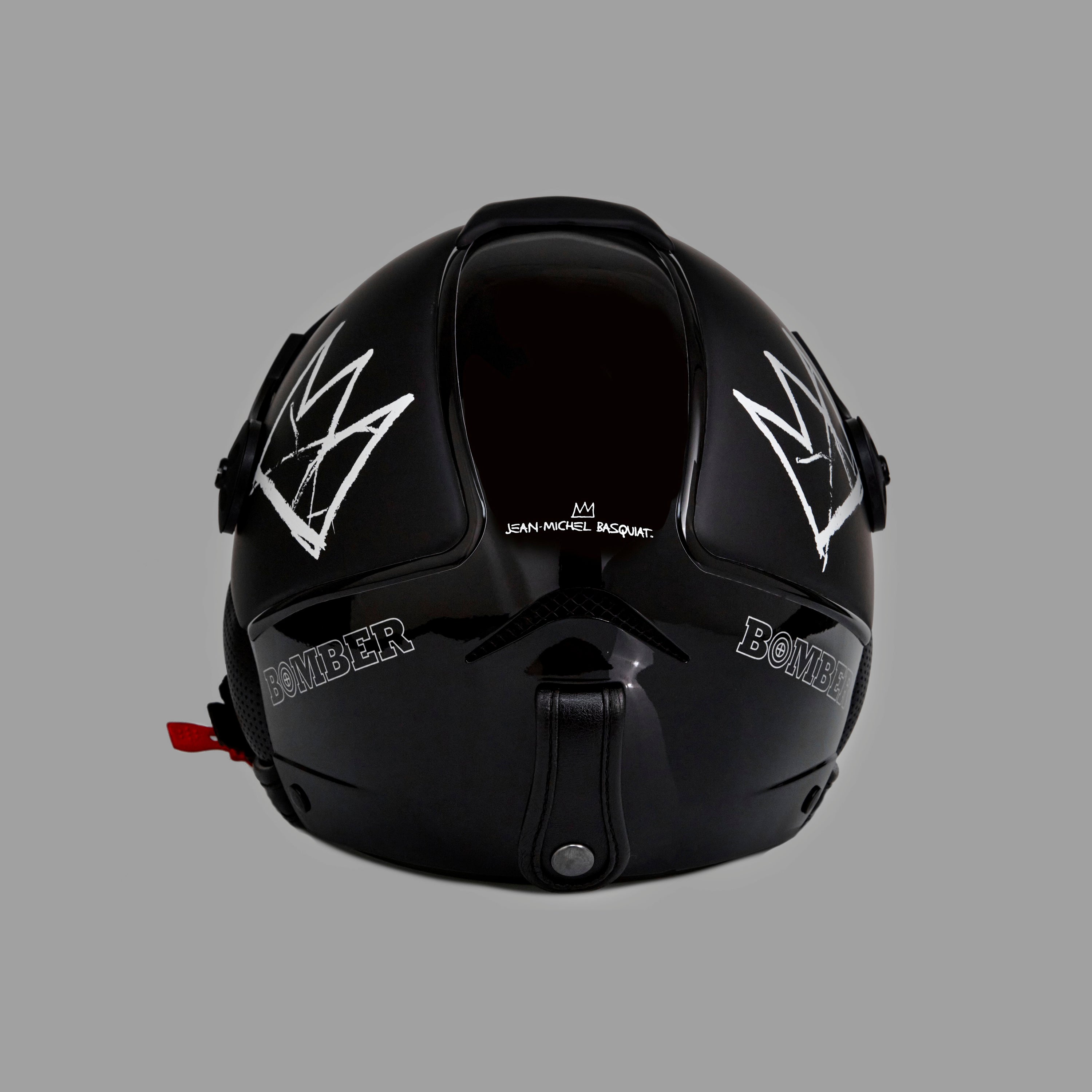 Back view of Basquiat Black Crown Helmet in black