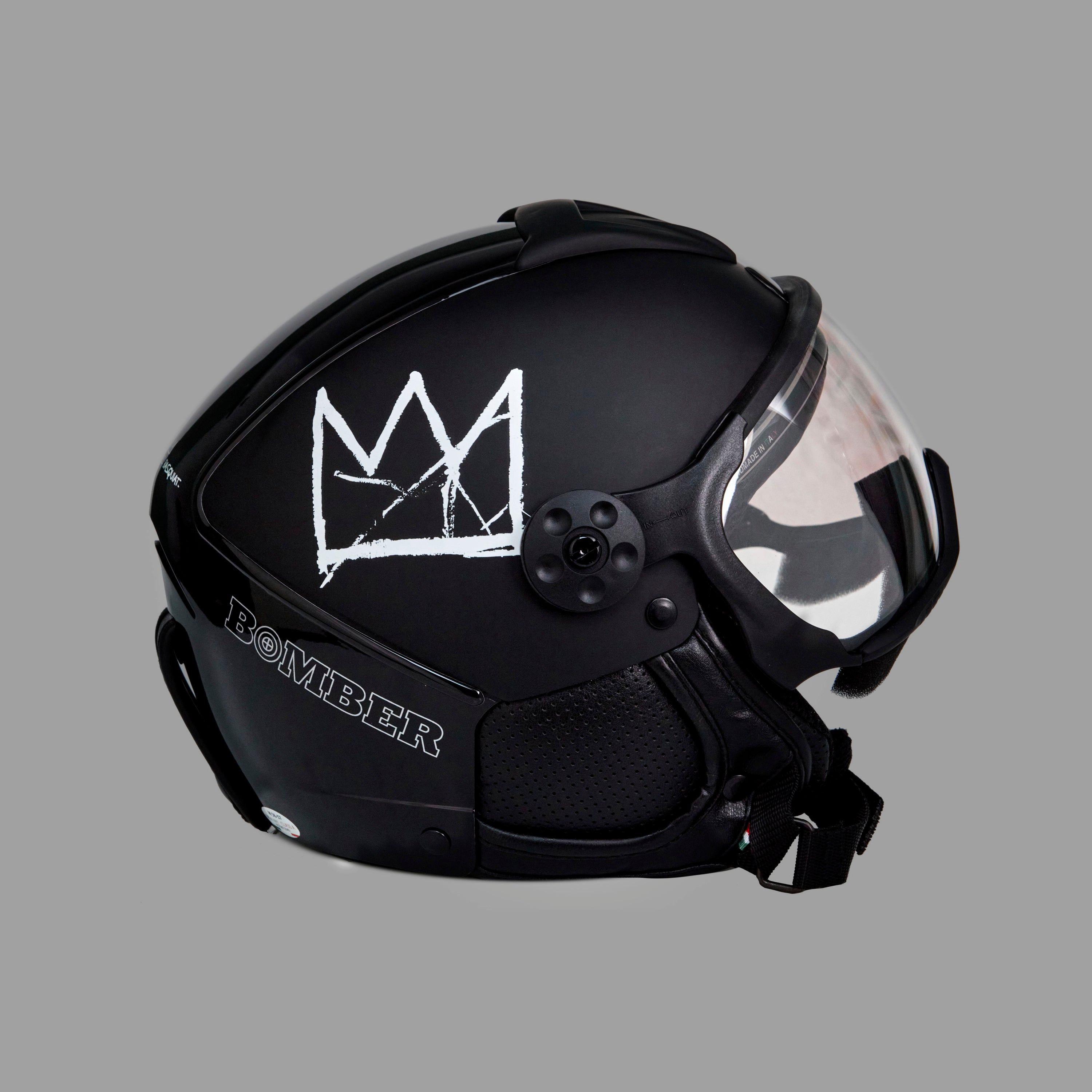 Right side view of Basquiat Black Crown Helmet in black