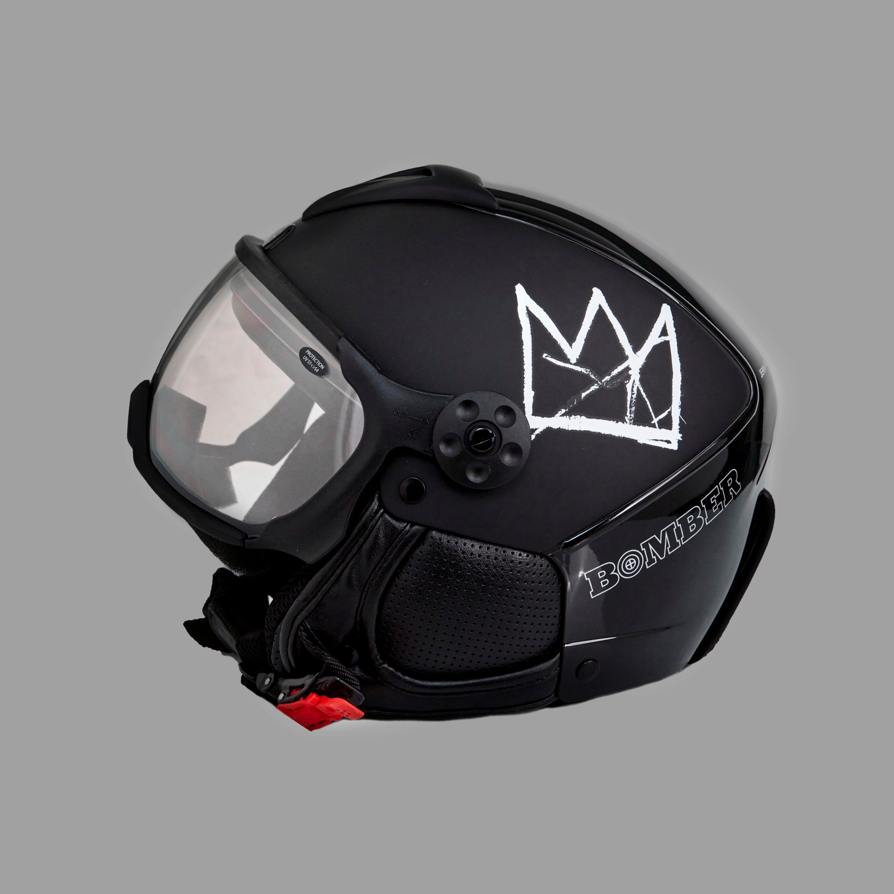 Left side view of Basquiat Black Crown Helmet in black