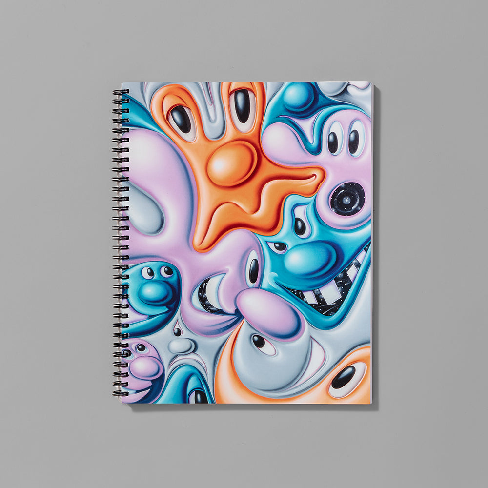 Blank wire-o sketchbook featuring Kenny Scharf's "Blobz 'N Globs" on the front cover. Measures 8.5" x 11"