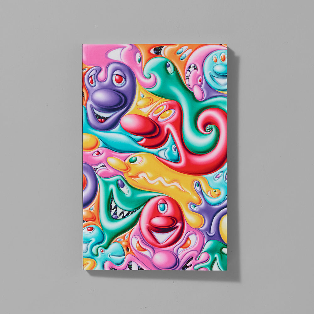 Softcover lined notebook featuring Kenny Scharf's "Bloborama"144 pages. Measures 5.25" x 8.25".