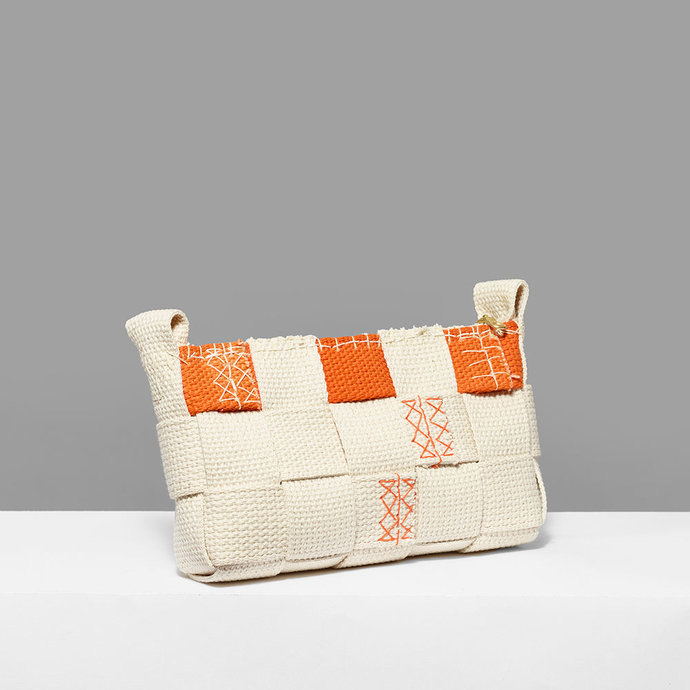 100% cotton orange and canvas white VEHICLE Biennial clutch