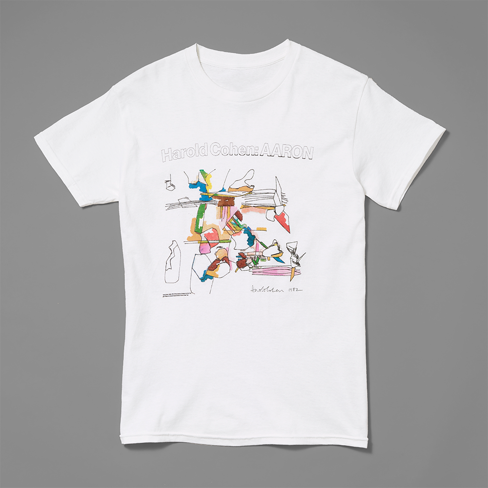 100% cotton white t-shirt featuring an artwork by Harold Cohen