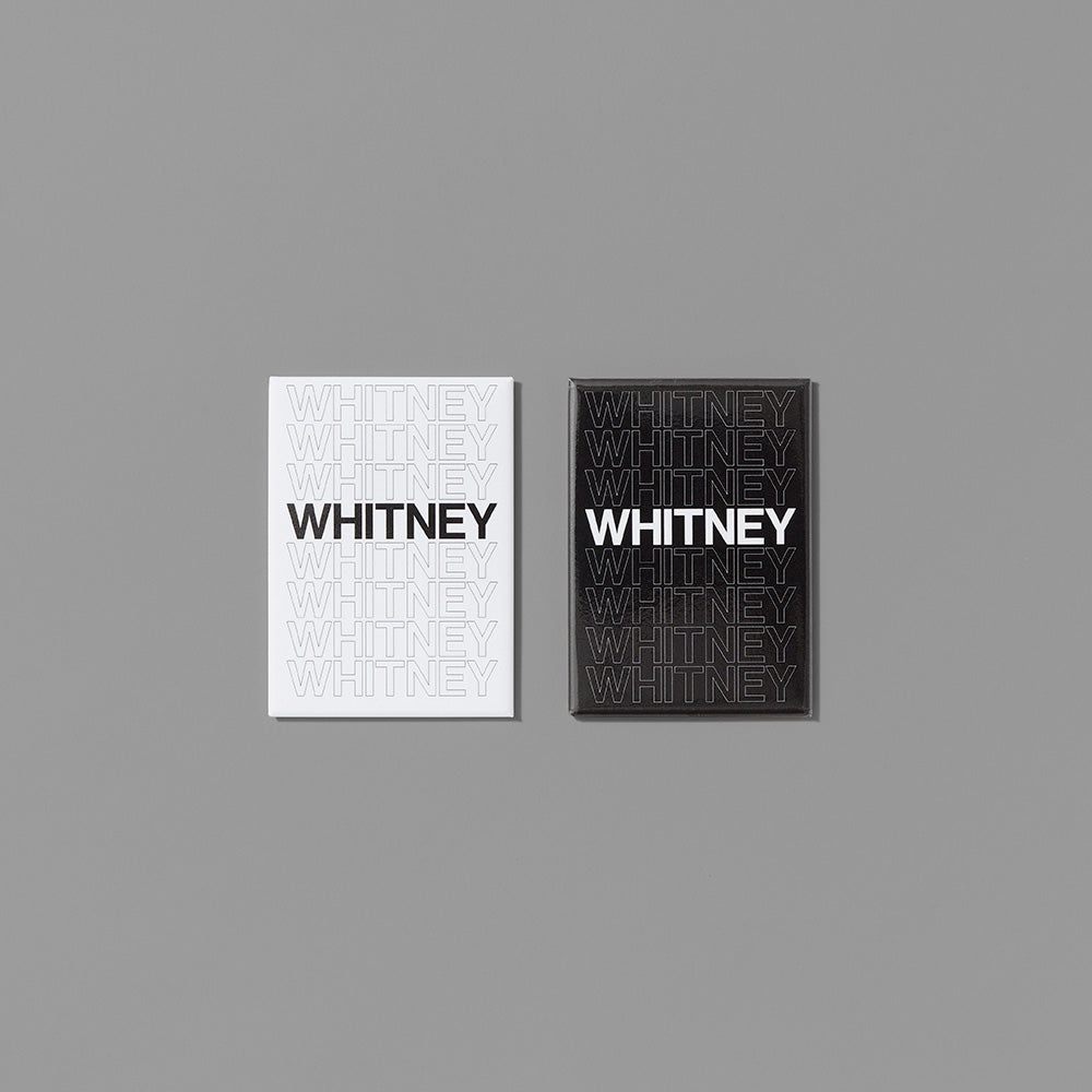 Set of two Whitney Repeat Magnets, one with black text on white background and the other with white text on black background. Each measures 2.5" x 3.5"