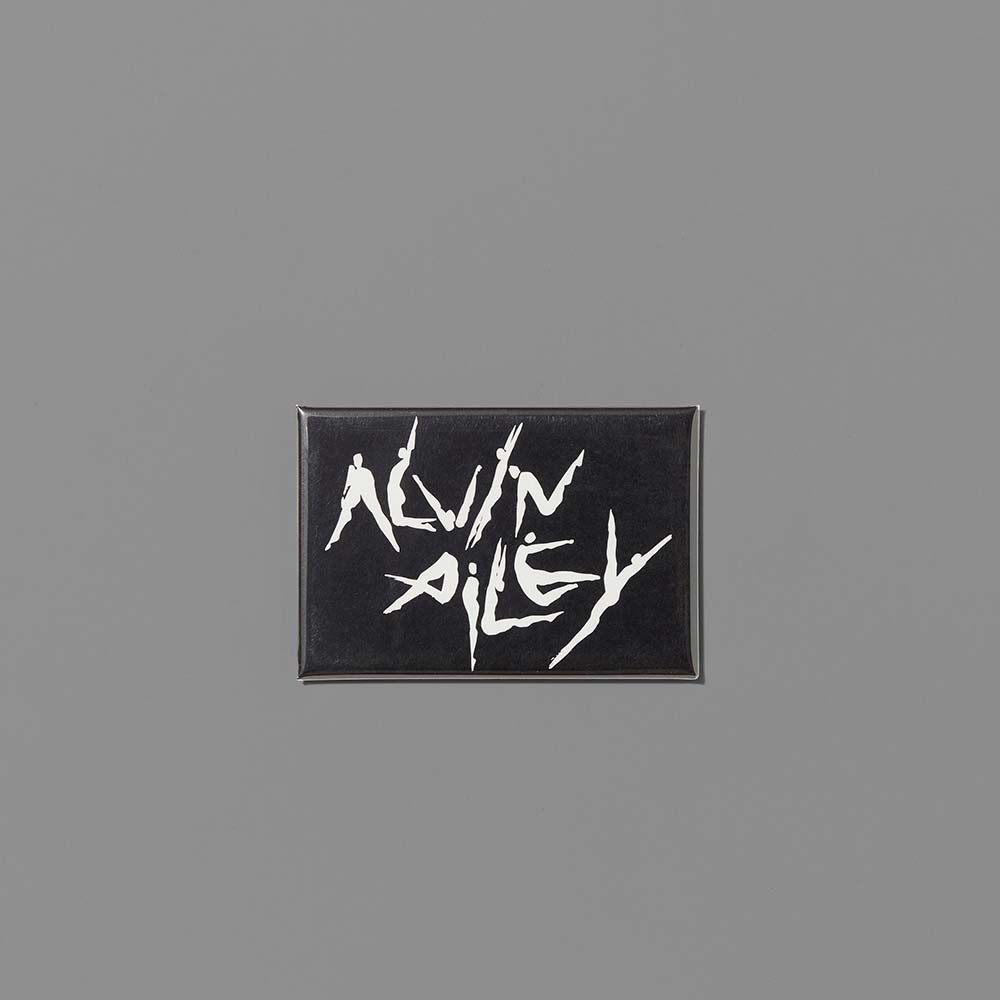 2" x 3" black magnet with flexi-ceramic magnetic back. Alvin Ailey written in white text