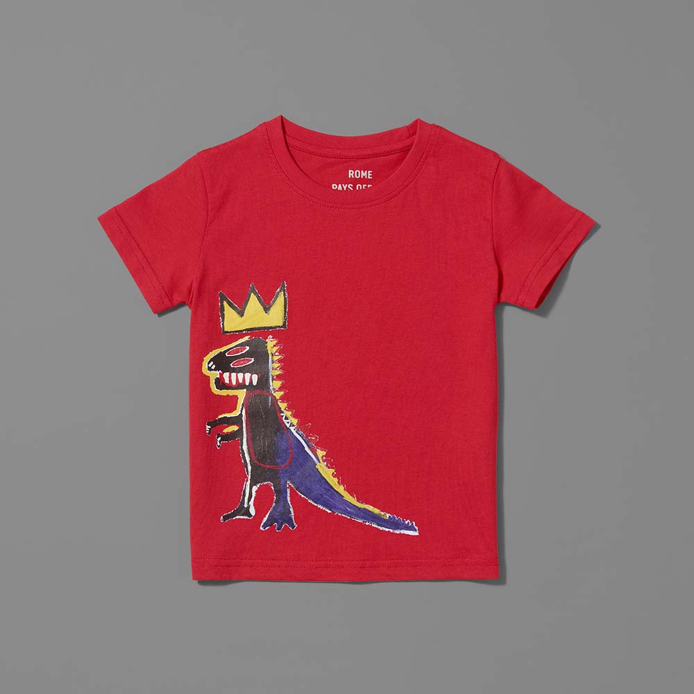 100% combed ring spun cotton red kids t-shirt featuring Basquiat's Pez Dispenser